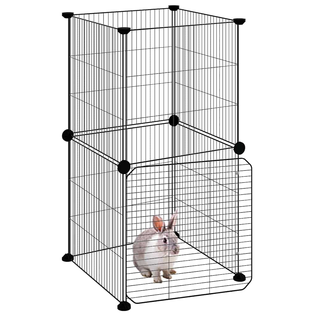 vidaXL 8-Panel Pet Cage with Door Black 35x35x70 cm Steel