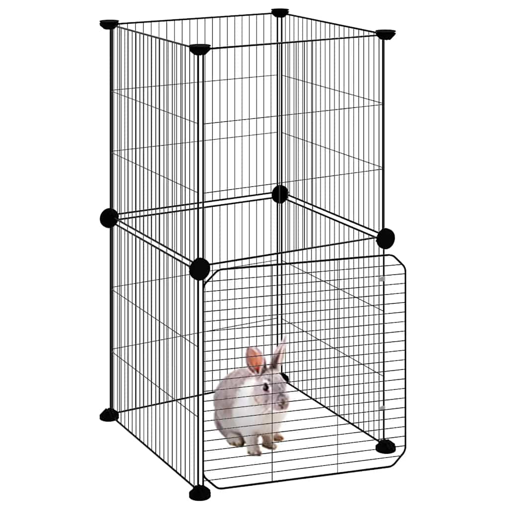 vidaXL 8-Panel Pet Cage with Door Black 35x35x70 cm Steel