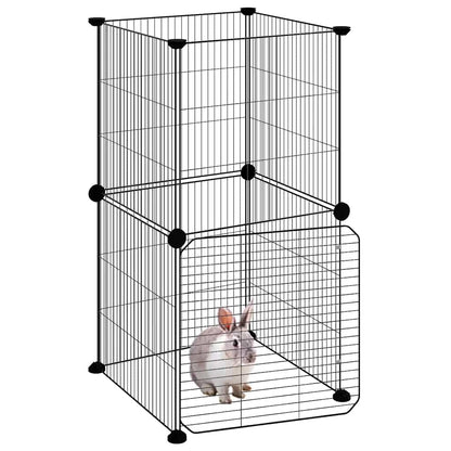 vidaXL 8-Panel Pet Cage with Door Black 35x35x70 cm Steel