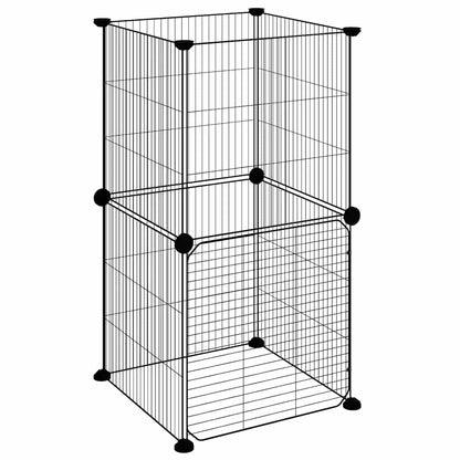 vidaXL 8-Panel Pet Cage with Door Black 35x35x70 cm Steel