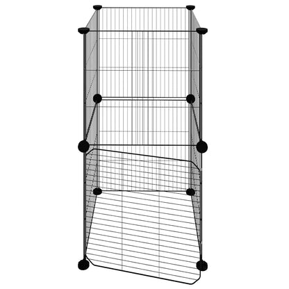 vidaXL 8-Panel Pet Cage with Door Black 35x35 cm Steel
