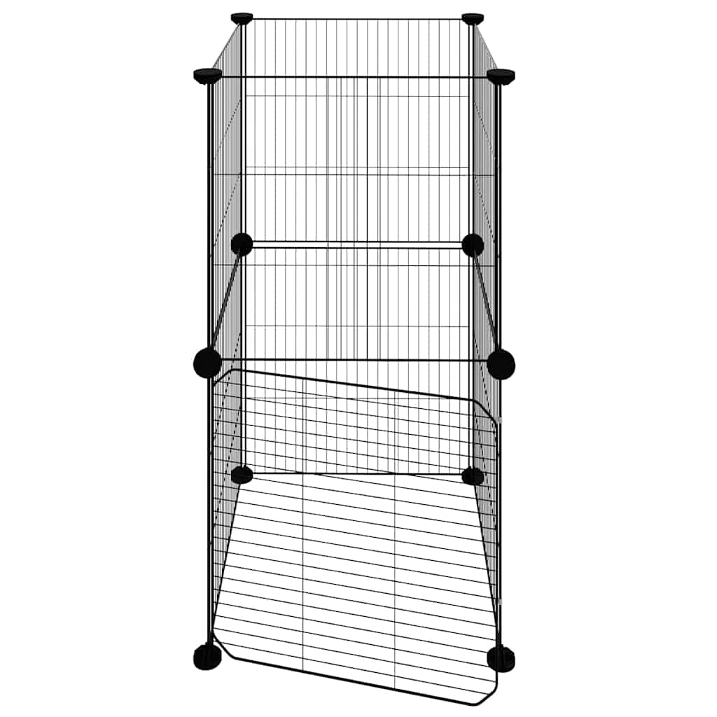 vidaXL 8-Panel Pet Cage with Door Black 35x35x70 cm Steel