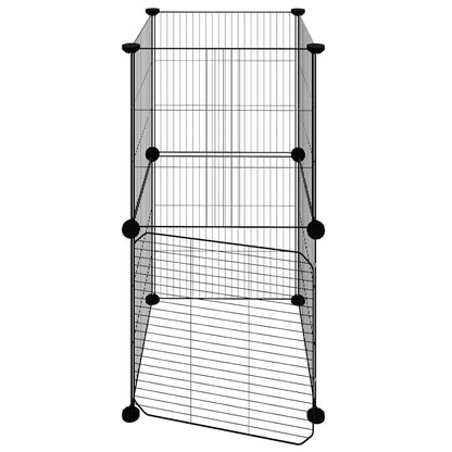 vidaXL 8-Panel Pet Cage with Door Black 35x35x70 cm Steel