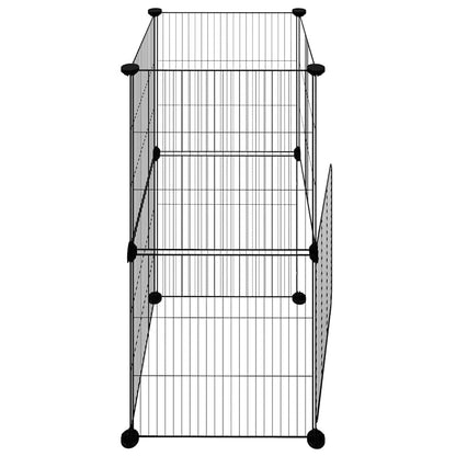 vidaXL 8-Panel Pet Cage with Door Black 35x35 cm Steel
