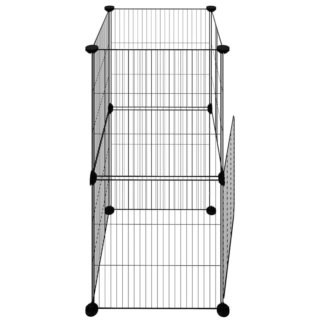 vidaXL 8-Panel Pet Cage with Door Black 35x35x70 cm Steel