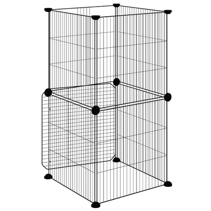 vidaXL 8-Panel Pet Cage with Door Black 35x35 cm Steel