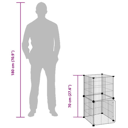 vidaXL 8-Panel Pet Cage with Door Black 35x35 cm Steel