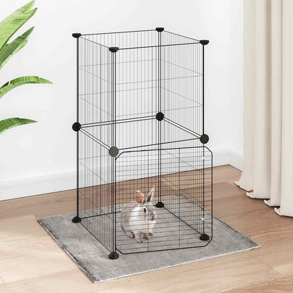 vidaXL 8-Panel Pet Cage with Door Black 35x35x70 cm Steel
