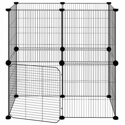 vidaXL 12-Panel Pet Cage with Door Black 35x35 cm Steel
