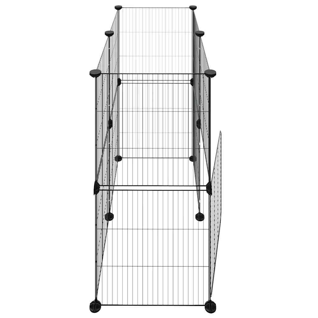 vidaXL 12-Panel Pet Cage with Door Black 35x35 cm Steel