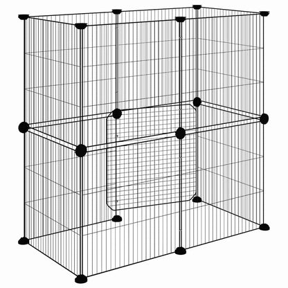 vidaXL 12-Panel Pet Cage with Door Black 35x35 cm Steel