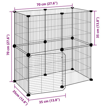 vidaXL 12-Panel Pet Cage with Door Black 35x35 cm Steel