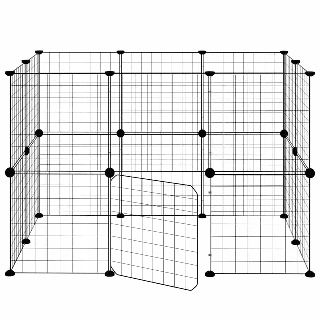 vidaXL 20-Panel Pet Cage with Door Black 35x35 cm Steel
