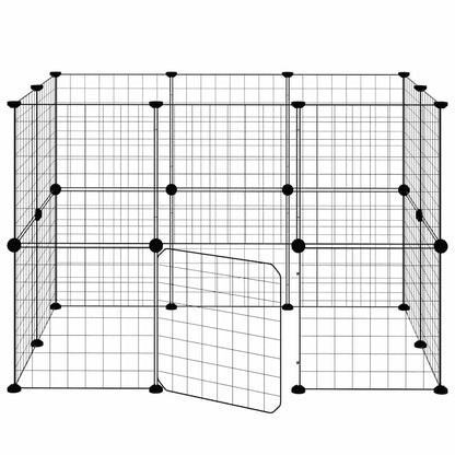 vidaXL 20-Panel Pet Cage with Door Black 35x35 cm Steel