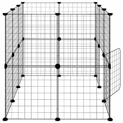 vidaXL 20-Panel Pet Cage with Door Black 105x70x70 cm Steel