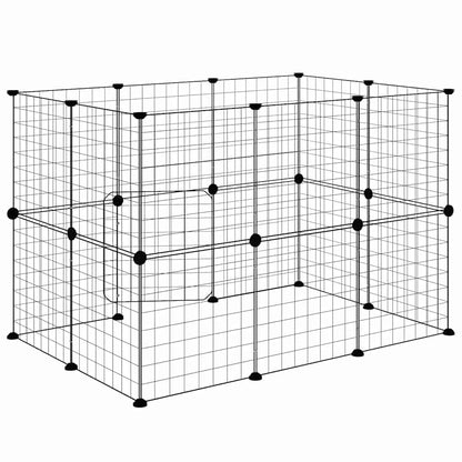vidaXL 20-Panel Pet Cage with Door Black 35x35 cm Steel