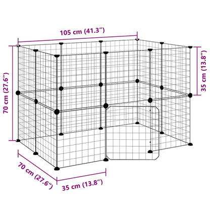 vidaXL 20-Panel Pet Cage with Door Black 105x70x70 cm Steel