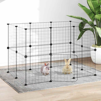 vidaXL 20-Panel Pet Cage with Door Black 35x35 cm Steel