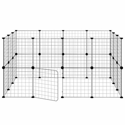 vidaXL 28-Panel Pet Cage with Door Black 140x105x70 cm Steel