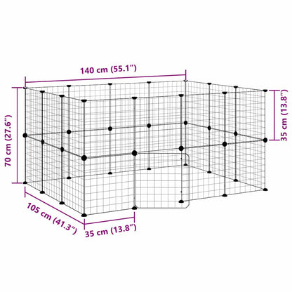 vidaXL 28-Panel Pet Cage with Door Black 140x105x70 cm Steel