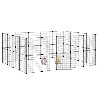 vidaXL Pet Cage | Black | Powder-coated steel | Small Pet Cage | Collapsible