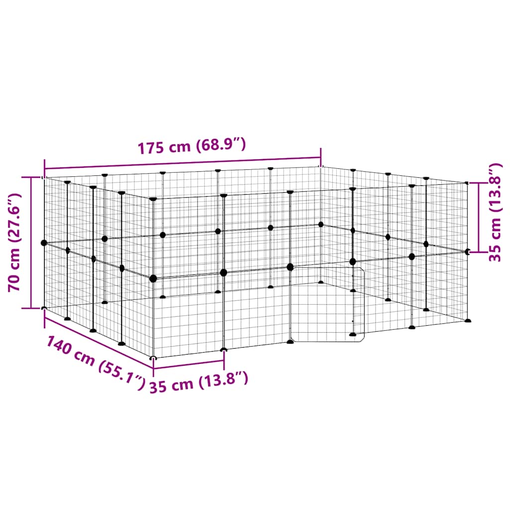 vidaXL Pet Cage | Black | Powder-coated steel | Small Pet Cage | Collapsible