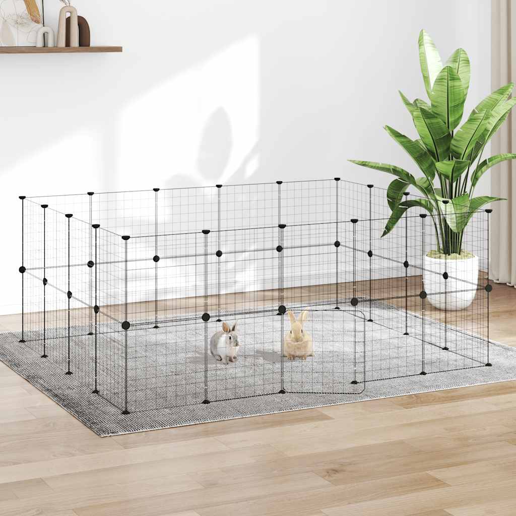 vidaXL Pet Cage | Black | Powder-coated steel | Small Pet Cage | Collapsible
