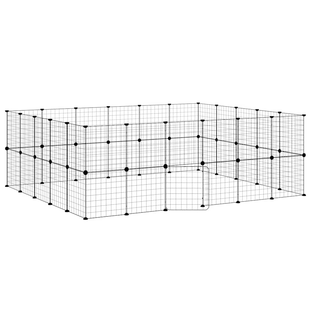 vidaXL Pet Cage | Black | Powder-Coated Steel | Expandable | Animal Cage