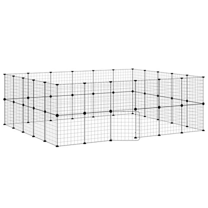 vidaXL Pet Cage | Black | Powder-Coated Steel | Expandable | Animal Cage