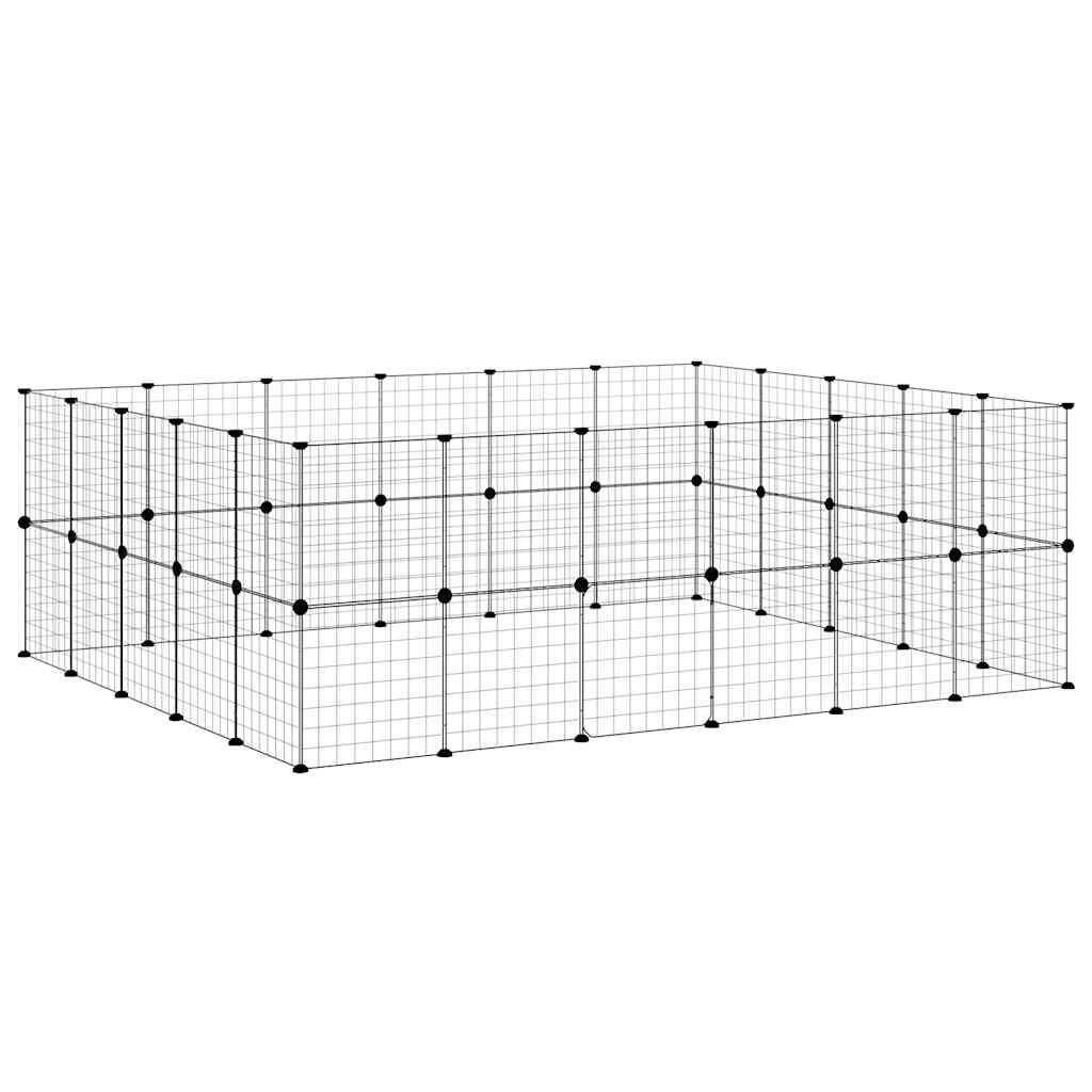vidaXL Pet Cage | Black | Powder-Coated Steel | Expandable | Animal Cage