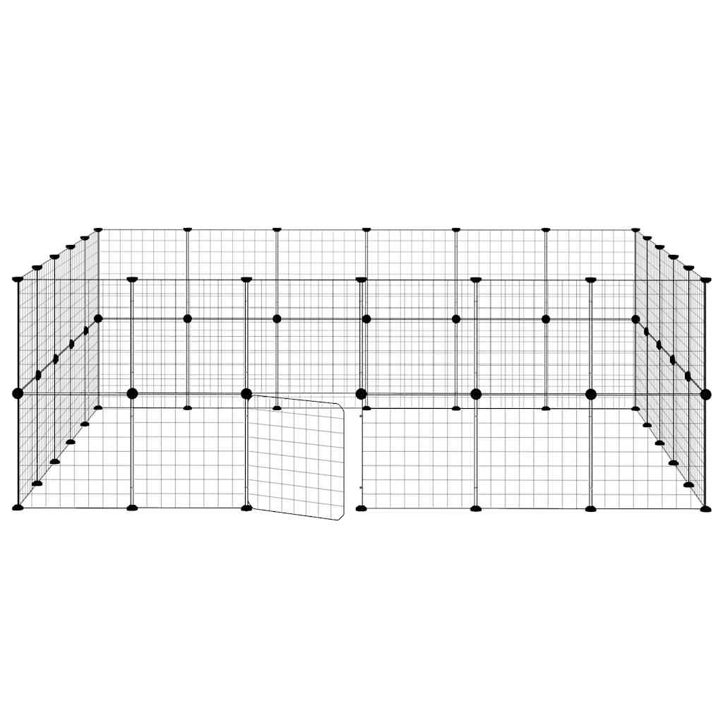 vidaXL Pet Cage | Black | Powder-Coated Steel | Expandable | Animal Cage