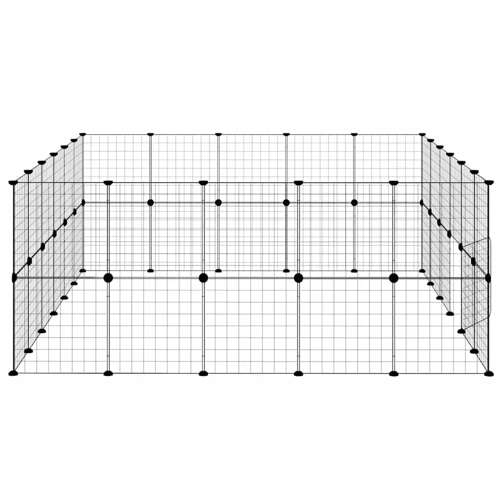 vidaXL Pet Cage | Black | Powder-Coated Steel | Expandable | Animal Cage