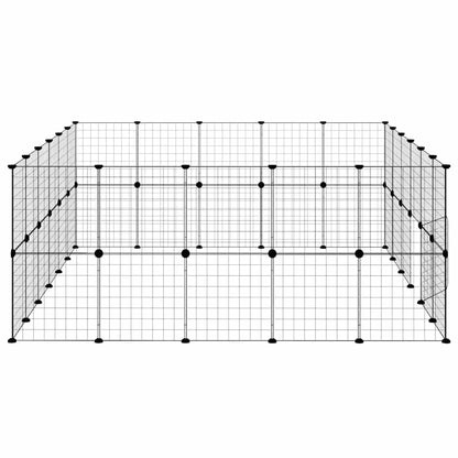 vidaXL Pet Cage | Black | Powder-Coated Steel | Expandable | Animal Cage