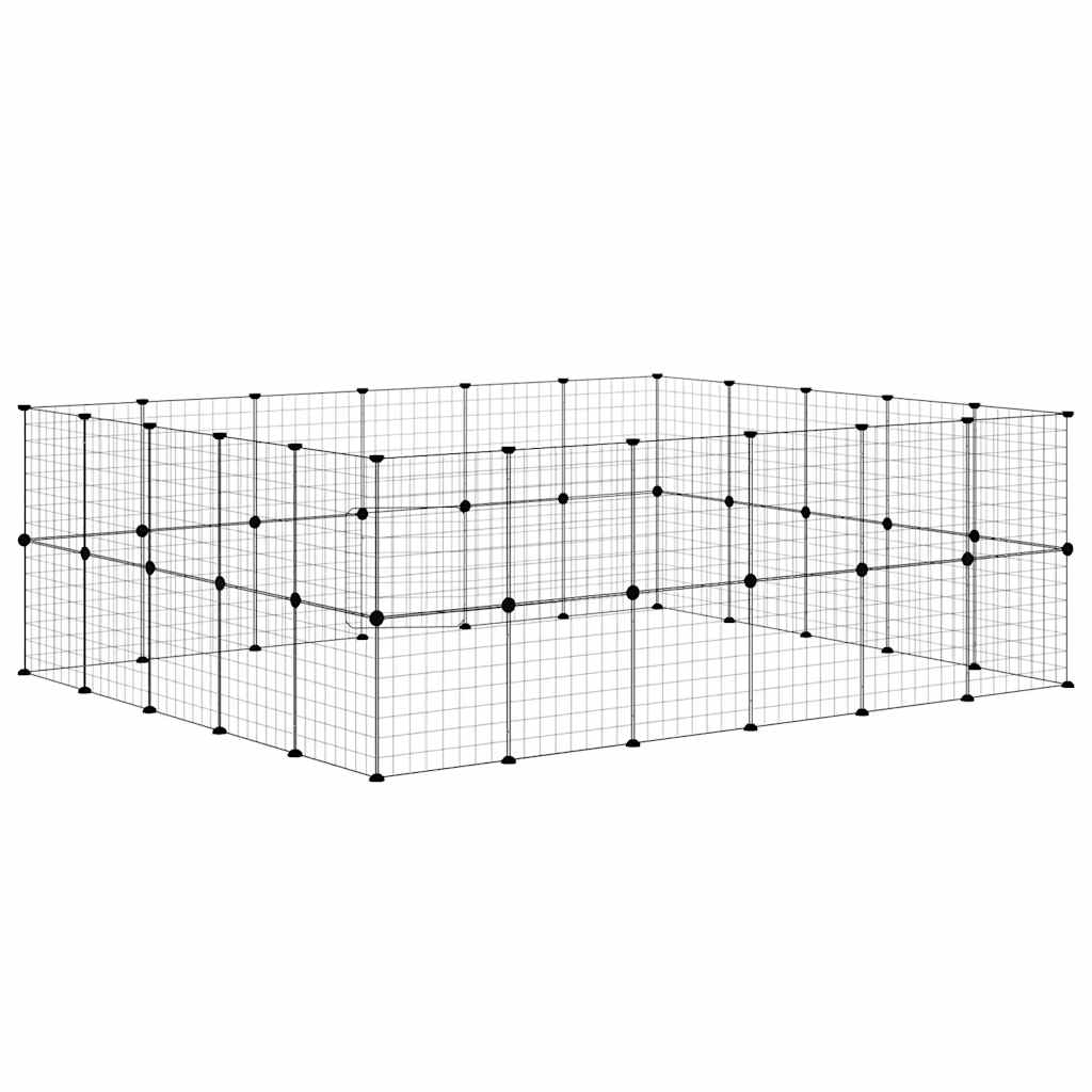 vidaXL Pet Cage | Black | Powder-Coated Steel | Expandable | Animal Cage
