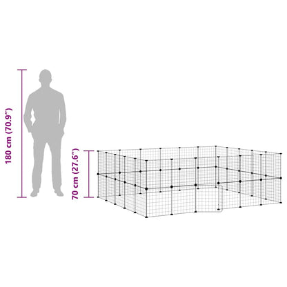 vidaXL Pet Cage | Black | Powder-Coated Steel | Expandable | Animal Cage