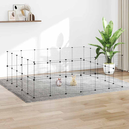 vidaXL Pet Cage | Black | Powder-Coated Steel | Expandable | Animal Cage