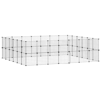 vidaXL 52-Panel Pet Cage with Door Black 35x35 cm Steel