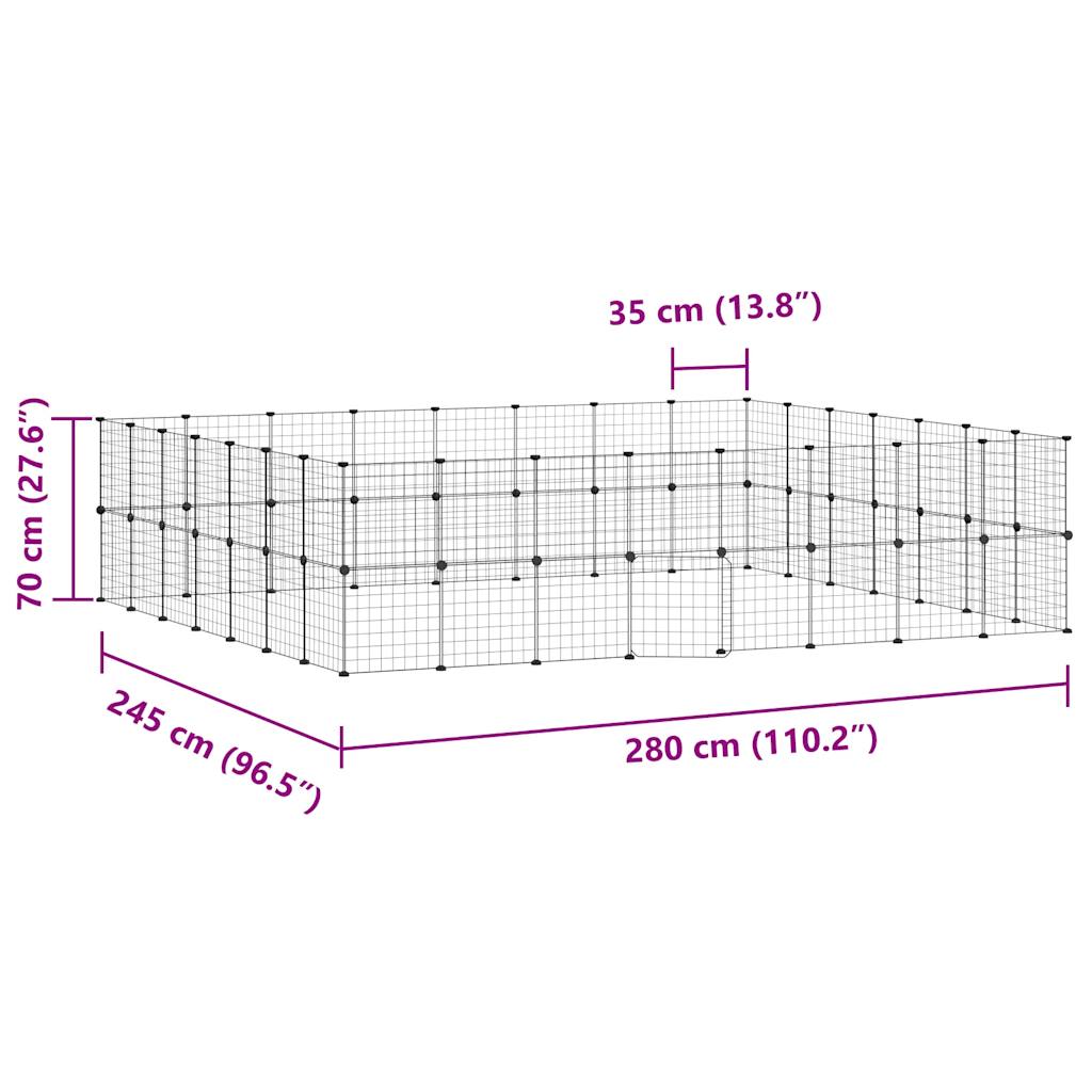 vidaXL 60-Panel Pet Cage with Door Black 35x35 cm Steel