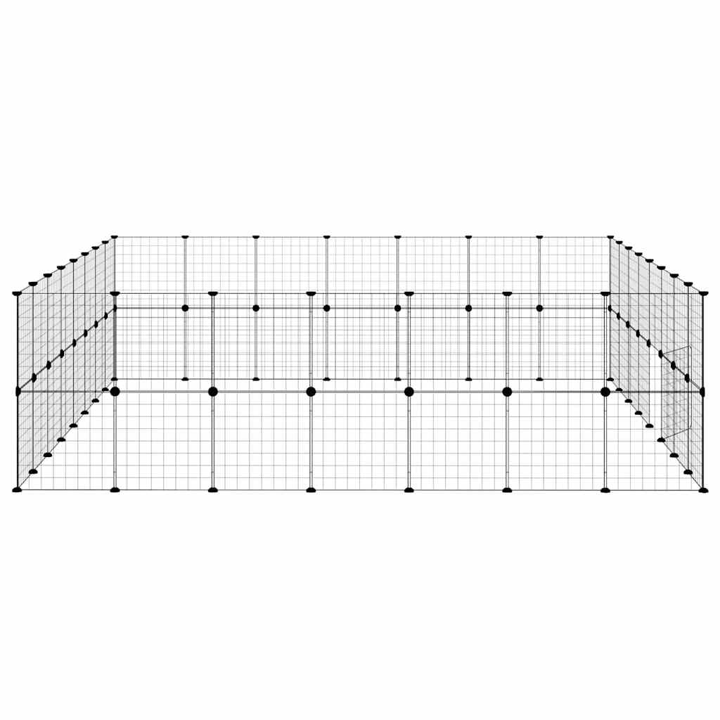 vidaXL 60-Panel Pet Cage with Door Black 280x245x70 cm Steel