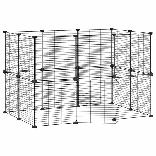 vidaXL 20-Panel Pet Cage with Door Black 35x35 cm Steel