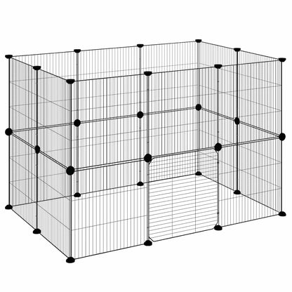 vidaXL 20-Panel Pet Cage with Door Black 105x70x70 cm Steel
