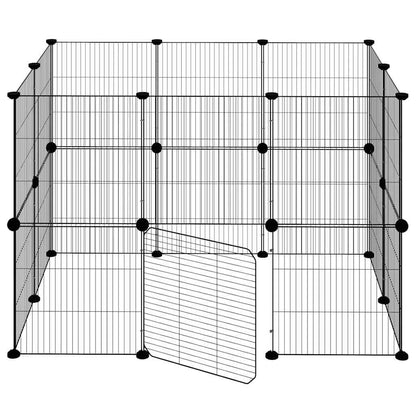 vidaXL 20-Panel Pet Cage with Door Black 105x70x70 cm Steel