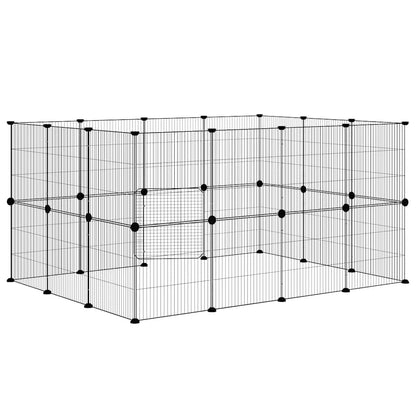 vidaXL Pet Cage | Black | Powder-coated steel | Customisable | Modular | Cage