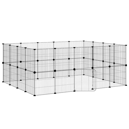 vidaXL Pet Cage | Black | Powder-Coated Steel | 36-Panel | Expandable | Cage