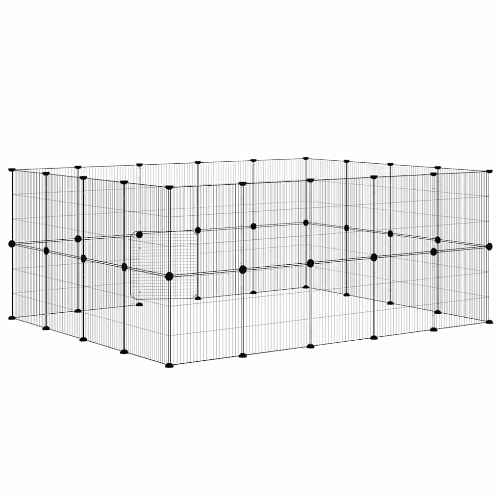 vidaXL Pet Cage | Black | Powder-Coated Steel | 36-Panel | Expandable | Cage
