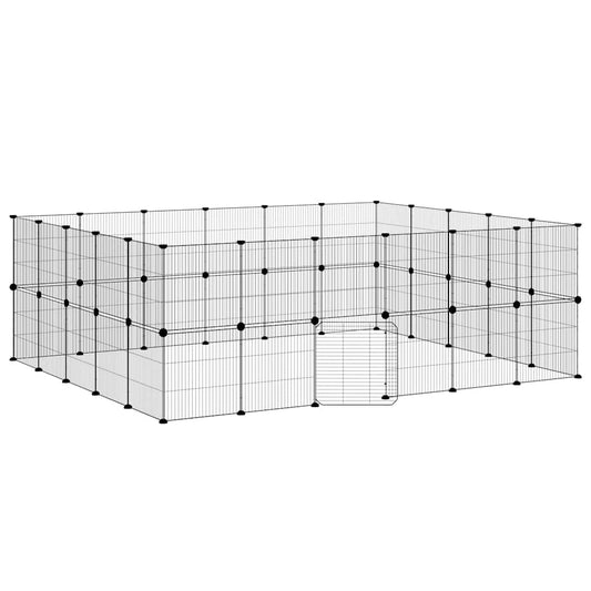 vidaXL 44-Panel Pet Cage with Door Black 210x175x70 cm Steel