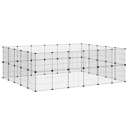 vidaXL 44-Panel Pet Cage with Door Black 210x175x70 cm Steel