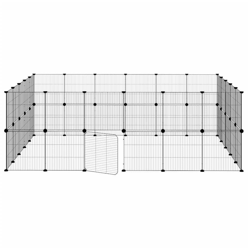 vidaXL Pet Cage | Black | Powder-coated Steel | DIY Assembly Size | Collapsible