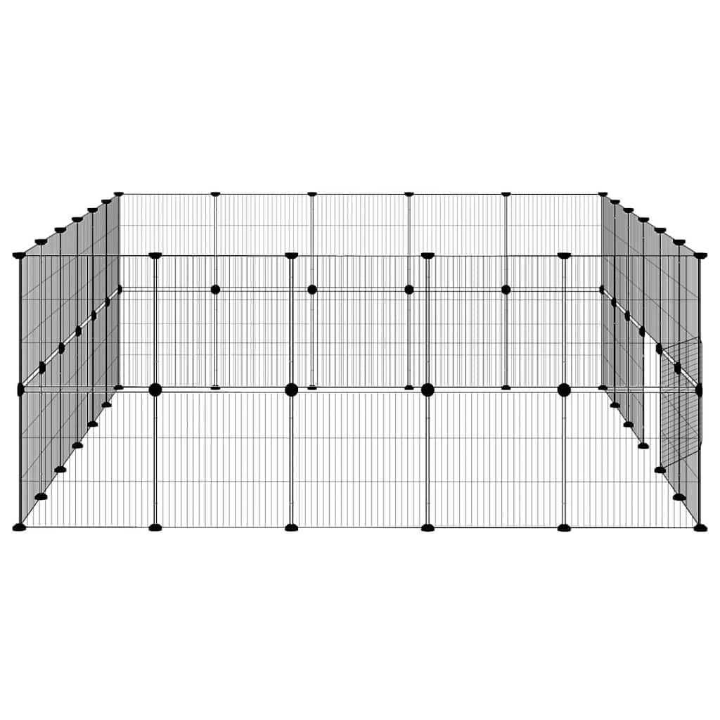 vidaXL Pet Cage | Black | Powder-coated Steel | DIY Assembly Size | Collapsible