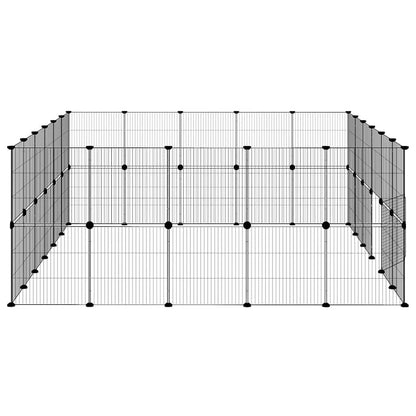 vidaXL Pet Cage | Black | Powder-coated Steel | DIY Assembly Size | Collapsible